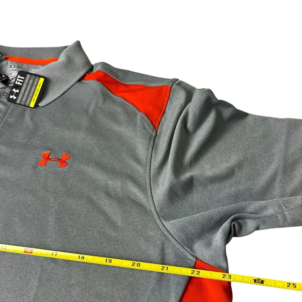Under Armour NWT Men's Gray and Orange Heat Gear Golf Polo Large Men’s Shirt - Picture 4 of 9